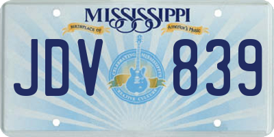 MS license plate JDV839
