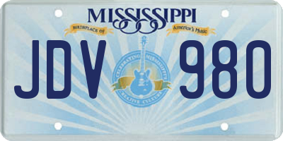MS license plate JDV980