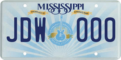 MS license plate JDW000