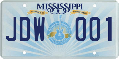 MS license plate JDW001