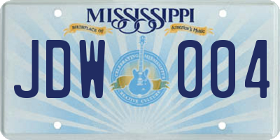 MS license plate JDW004