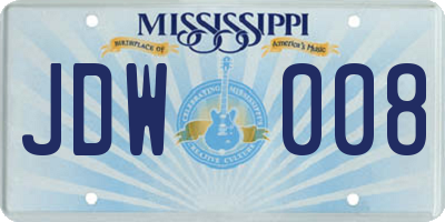 MS license plate JDW008