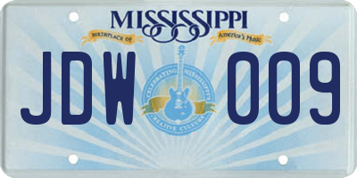MS license plate JDW009