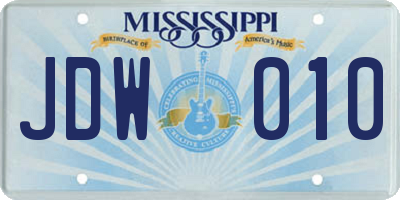 MS license plate JDW010