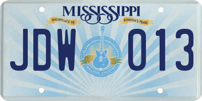 MS license plate JDW013