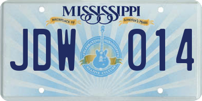 MS license plate JDW014