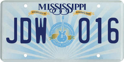 MS license plate JDW016