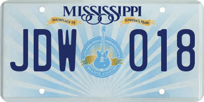 MS license plate JDW018