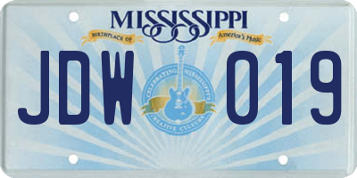 MS license plate JDW019