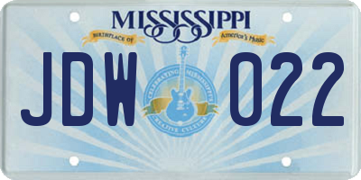 MS license plate JDW022