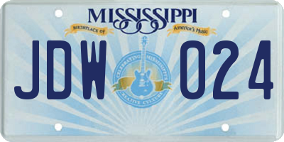 MS license plate JDW024