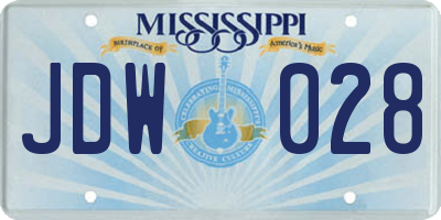 MS license plate JDW028