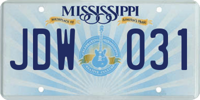 MS license plate JDW031