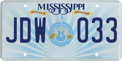 MS license plate JDW033