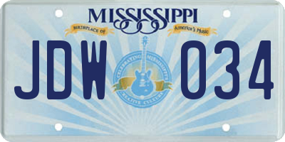 MS license plate JDW034