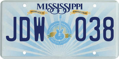 MS license plate JDW038