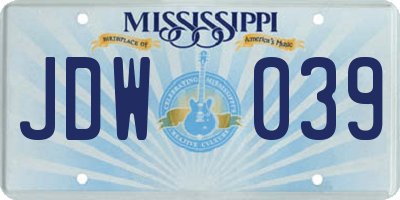 MS license plate JDW039