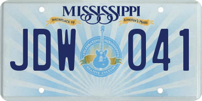 MS license plate JDW041