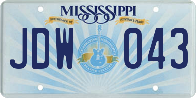 MS license plate JDW043