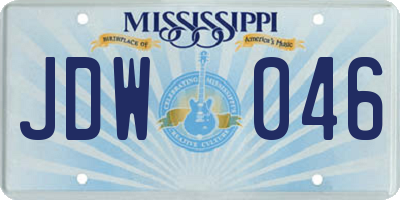 MS license plate JDW046