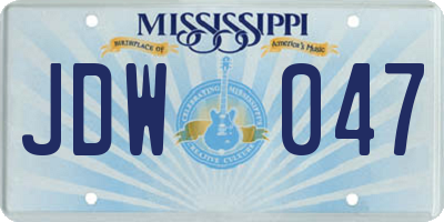 MS license plate JDW047