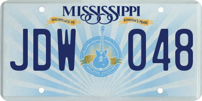 MS license plate JDW048