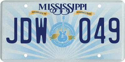 MS license plate JDW049