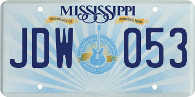 MS license plate JDW053