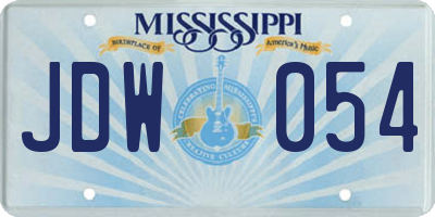 MS license plate JDW054