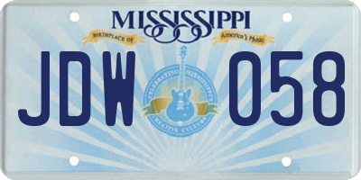 MS license plate JDW058