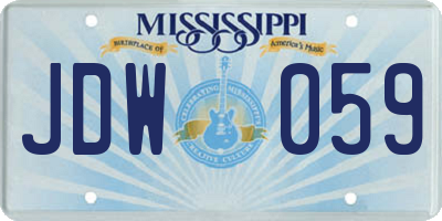 MS license plate JDW059