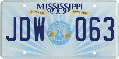 MS license plate JDW063