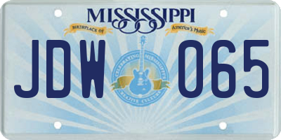 MS license plate JDW065