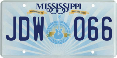 MS license plate JDW066