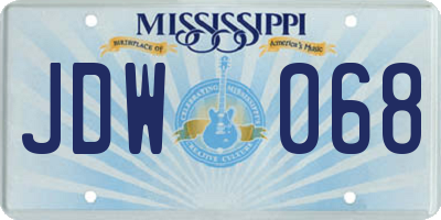 MS license plate JDW068
