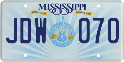 MS license plate JDW070