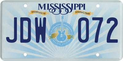 MS license plate JDW072
