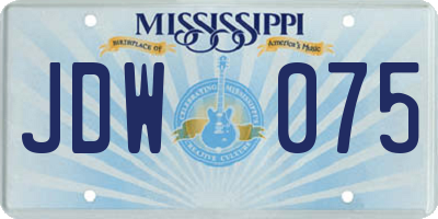 MS license plate JDW075