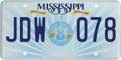 MS license plate JDW078