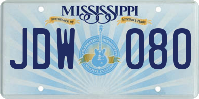 MS license plate JDW080