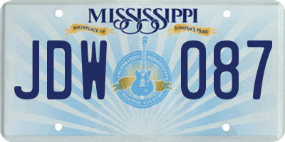 MS license plate JDW087