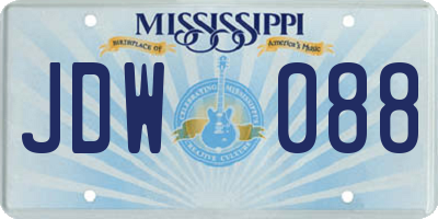 MS license plate JDW088