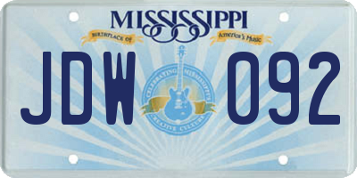 MS license plate JDW092