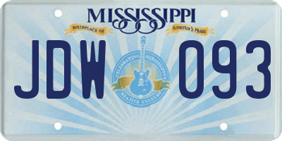 MS license plate JDW093