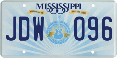 MS license plate JDW096