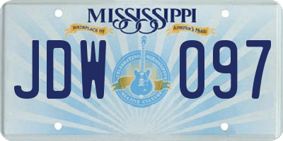 MS license plate JDW097