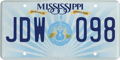 MS license plate JDW098