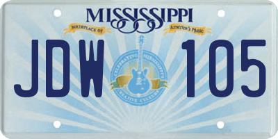 MS license plate JDW105