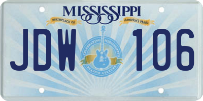 MS license plate JDW106