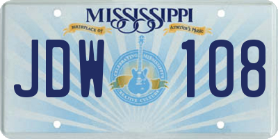 MS license plate JDW108